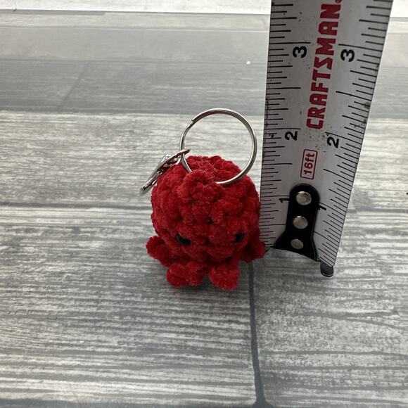 Handmade Crocheted Amigurumi Red Octopus Keychain {RR} - Picture 7 of 8